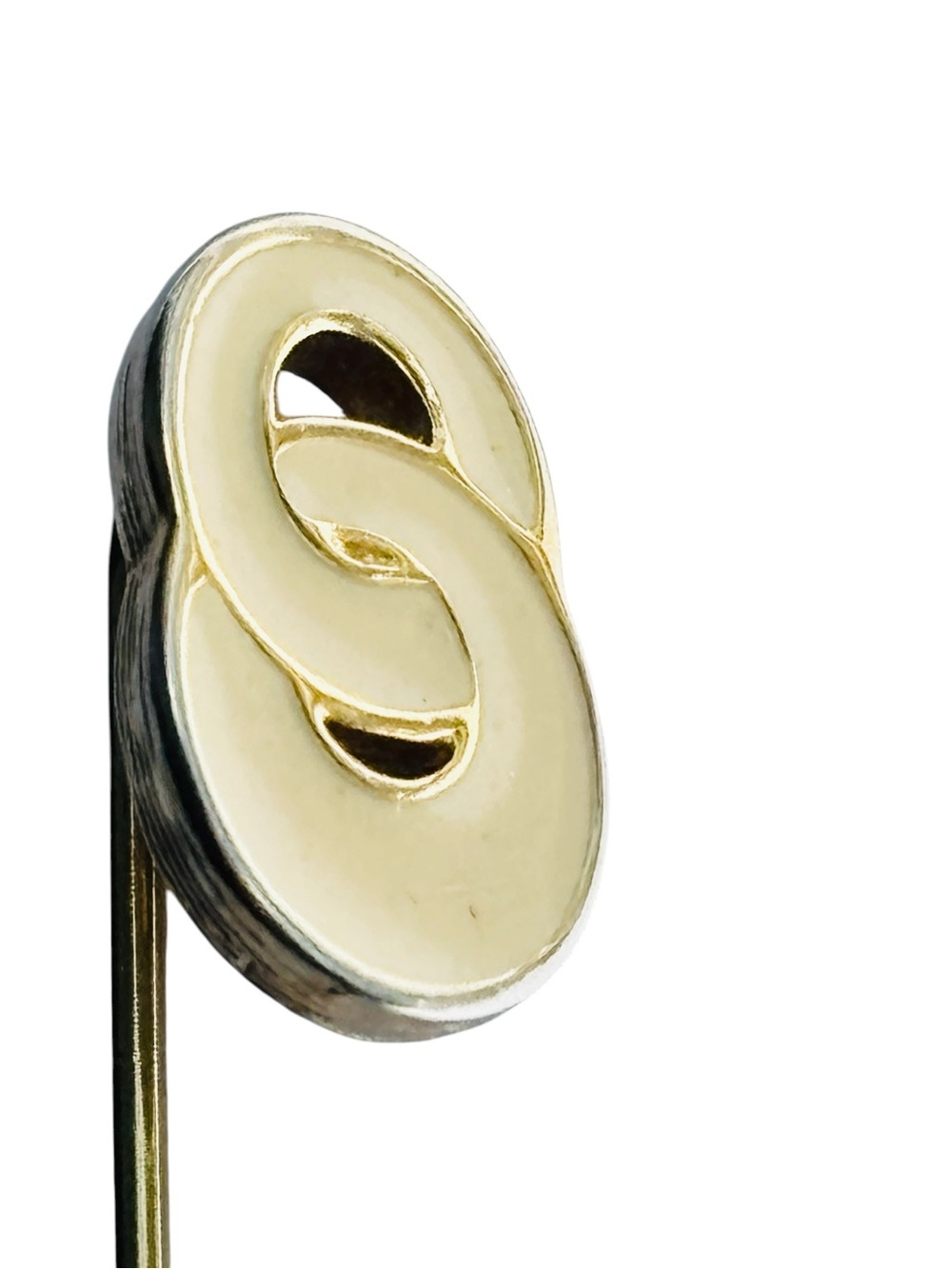 Vintage Monet Signed 1970s Enamel Gold Toned Swirl Stick Pin Hat Scarf Brooch